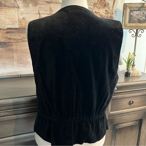 Talbots Black Velvet Quilted Vest Vintage size Large - Picture 3 of 4